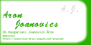 aron joanovics business card